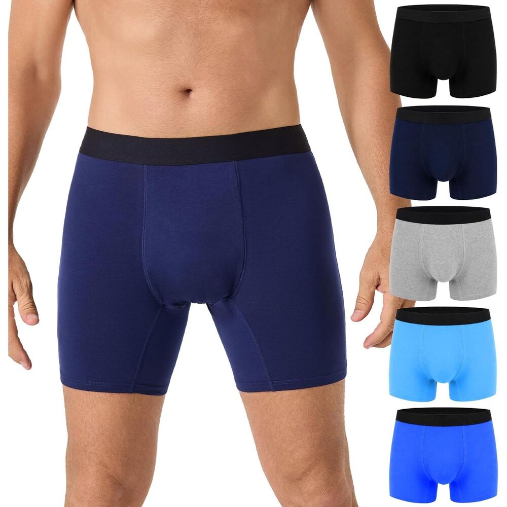 Men's Heavyweight Cotton Boxer Briefs 5-Pack Large - NIP